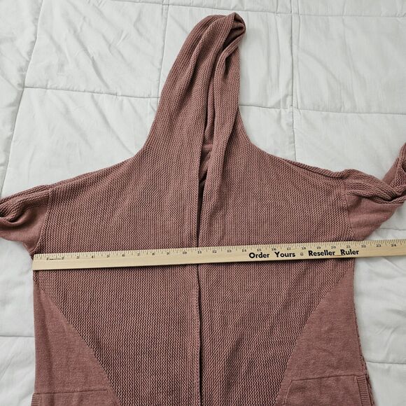 Lululemon Cardigan 8 Still Movement Wrap Heathered Quicksand Pink Sweater Hooded - Picture 7 of 9